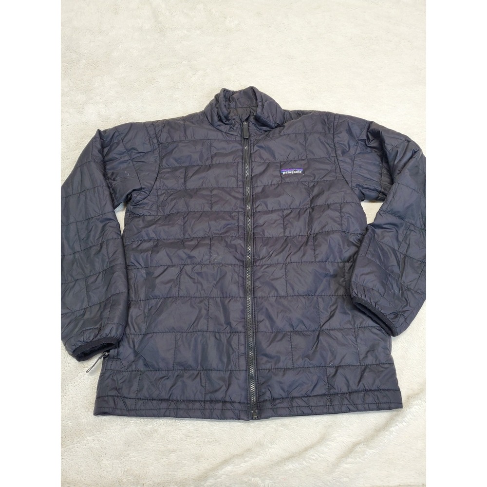 Patagonia Nany Puff Black Puffer Jacket Boys Kids 12 Basic Classic Winter Logo